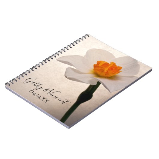 Carnet Mariage de jonquille à ressort blanc (Côté gauche)