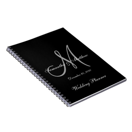 Carnet Mariage de monogramme noir gris (Côté Droit)
