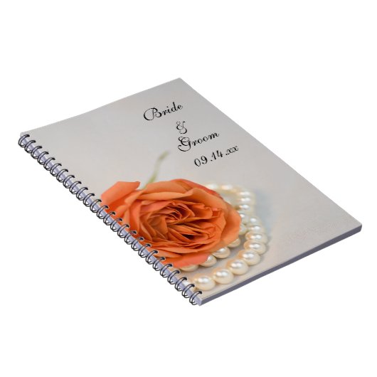 Carnet Mariage de Rose orange et perles blanches (Côté Droit)