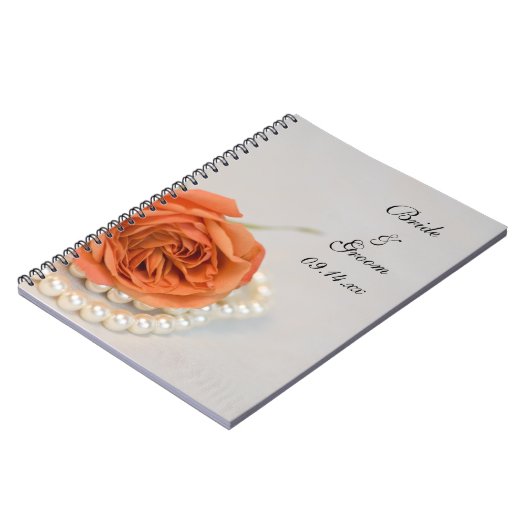 Carnet Mariage de Rose orange et perles blanches (Côté gauche)