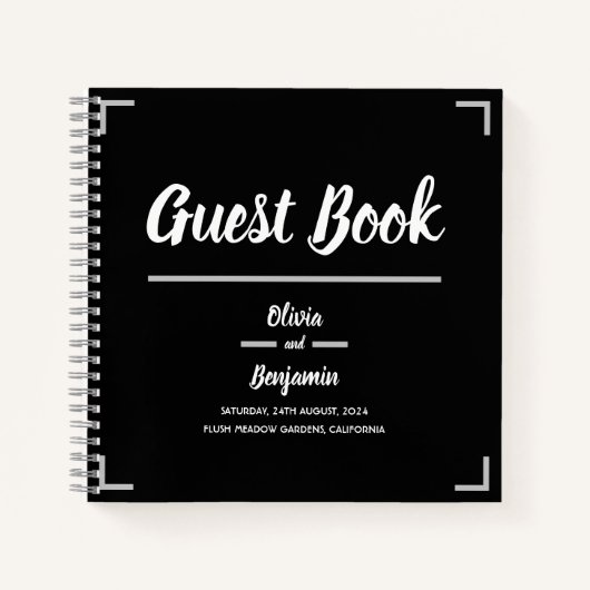 Carnet Mariage de script manuscrit noir simple (Devant)
