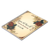 Carnet Mariage de trame dorée Roses rouges personnalisées (Côté gauche)