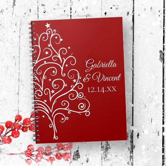 Carnet Mariage d'hiver de l'arbre de Noël rouge