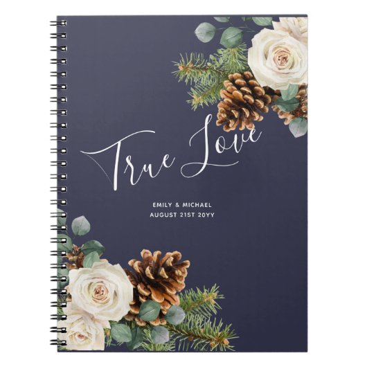 Carnet Mariage d'hiver Eucalyptus Verdure Roses blanches (Devant)
