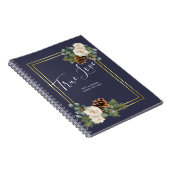 Carnet Mariage d'hiver Roses blanches Or Dusty Bleu (Côté Droit)