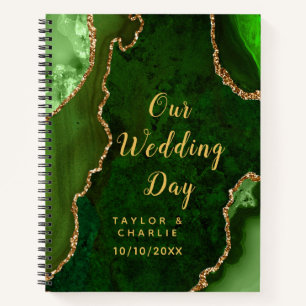 Carnet Mariage en marbre vert et or