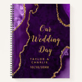 Carnet Mariage en marbre violet et or Agate (Devant)