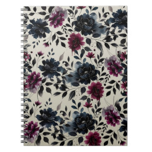 Carnet Mariage Fleur d'encre Bleu Minuit Bourgogne Amande