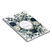 Carnet Mariage floral moderne bleu foncé et blanc (Côté Droit)