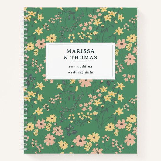 Carnet Mariage Floral Vert Bohème Moderne (Devant)