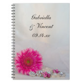 Carnet Mariage Gerbera Rose Daisy et Boutons de diamant (Devant)