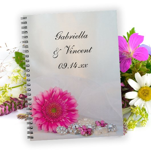 Carnet Mariage Gerbera Rose Daisy et Boutons de diamant