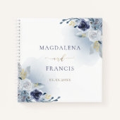 Carnet mariage Guest Book de fleurs bleues (Devant)