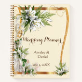 Carnet mariage Lillies blanches et or Personnalisé (Devant)