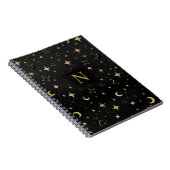 Carnet Mariage Moderne Céleste Lune Étoiles Noir & Or (Côté Droit)