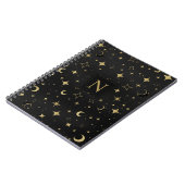 Carnet Mariage Moderne Céleste Lune Étoiles Noir & Or (Côté gauche)