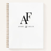 Carnet Mariage Monogram noir et blanc Elegant invité (Devant)