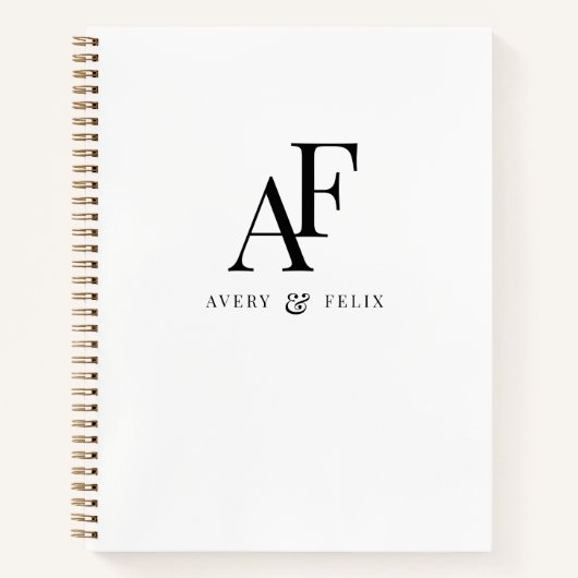 Carnet Mariage Monogram noir et blanc Elegant invité (Devant)