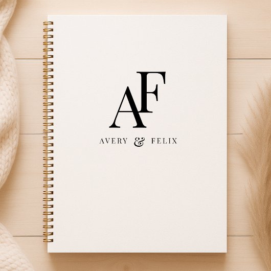 Carnet Mariage Monogram noir et blanc Elegant invité