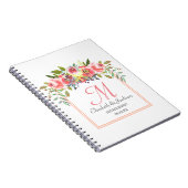 Carnet Mariage Monogramme Peach Aquarelle Florale Wreath (Côté Droit)