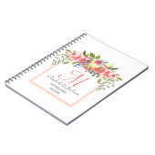 Carnet Mariage Monogramme Peach Aquarelle Florale Wreath (Côté gauche)