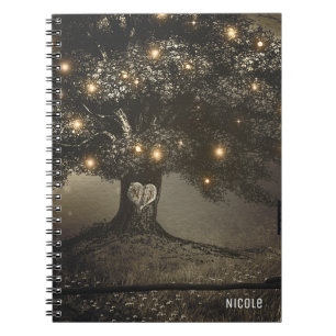 Carnet Mariage personnalisé Arbre rustique vintage et lum