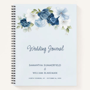 Carnet Mariage Personnalisé Floral Chic Bleu Poussiéreux