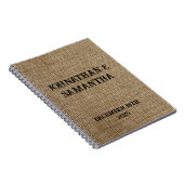 Carnet Mariage personnalisé rustique burlap motif nature (Côté Droit)