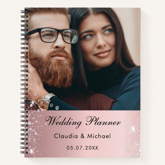 Carnet Mariage photo blush rose argent parties scintillan (Devant)