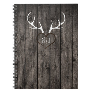 Carnet Mariage Rustique avec Bois de Cerf et Cœur Sculpté