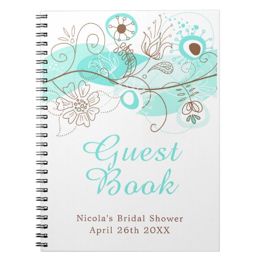 Carnet Mariage Turquoise Floral Twist Shower (Devant)