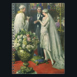 Carnet Mariage vintage, Mariée et Salle avec Menorah<br><div class="desc">Illustration vintage image de cérémonie d'amour et de romance mariage montrant un couple se marier dans une belle synagogue avec vitraux,  fleurs et une menorah à sept branches. La mariée porte une longue robe blanche mariage et le marié est beau dans son smoking.</div>