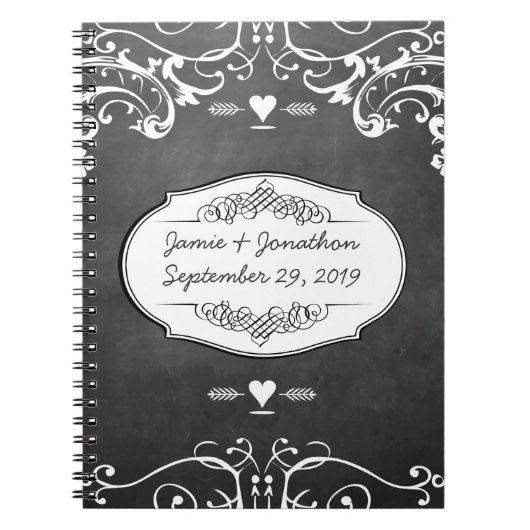 Carnet Mariages de typographie sur tableau noir (Devant)