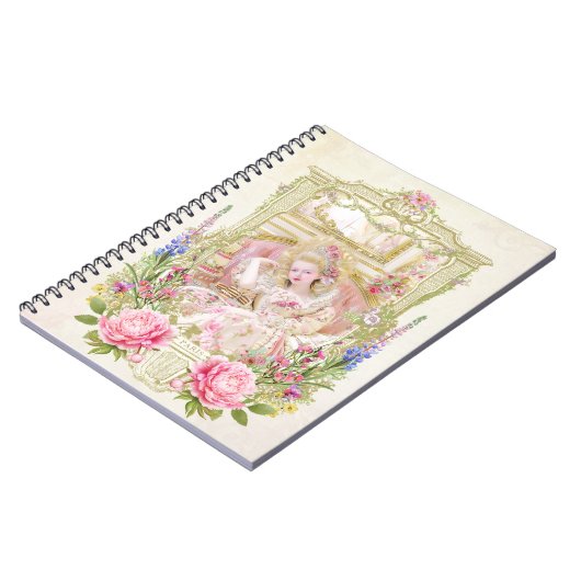 Carnet Marie Antoinette,French,Paris,portrait,roses メモ帳 (Côté gauche)
