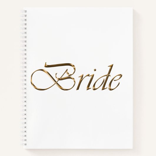 Carnet Mariée, écriture or élégant chic mariage blanc (Devant)