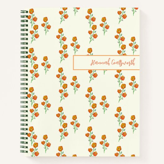 Carnet Marigolds Orange Floral (Devant)