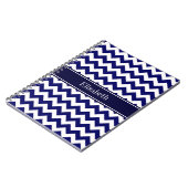 Carnet Marine Bleu Blanc Chevron Nom de la marine Monogra (Côté gauche)