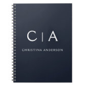 Carnet Marine Bleu Blanc Moderne Élégant Classe professio (Devant)