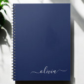 Carnet Marine Bleu Blanc moderne Script Girl Monogramme N