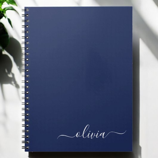 Carnet Marine Bleu Blanc moderne Script Girl Monogramme N