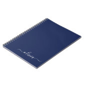 Carnet Marine Bleu Blanc moderne Script Girl Monogramme N (Côté gauche)