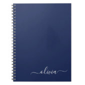Carnet Marine Bleu Blanc moderne Script Girl Monogramme N (Devant)