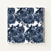 Carnet Marine bleu Indigo Aquarelle Floral Recette (Dos)
