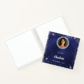 Carnet Marine bleu photo diamants argent parties scintill (Intérieur)