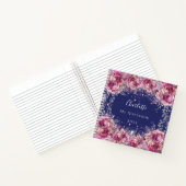 Carnet Marine bleu rose floral nom parties scintillant él (Intérieur)