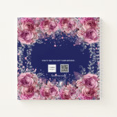 Carnet Marine bleu rose floral nom parties scintillant él (Dos)