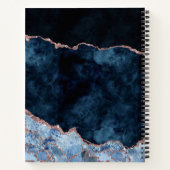 Carnet Marine Bleu & Rose or Aquarelle marbre Agate Gilt (Dos)