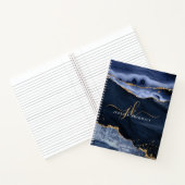Carnet Marine Blue Agate Geode Gold Script Monogramme (Intérieur)