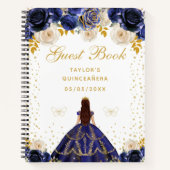 Carnet Marine Blue Floral Princess Quinceañera (Devant)