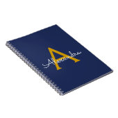 Carnet Marine Blue Gold Modern Script Girl Monogramme Nom (Côté Droit)